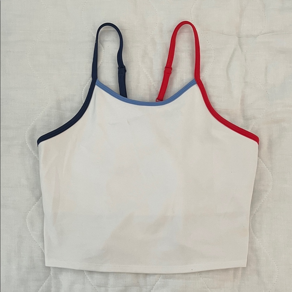 Champion White Tank Top with Red and Blue Straps